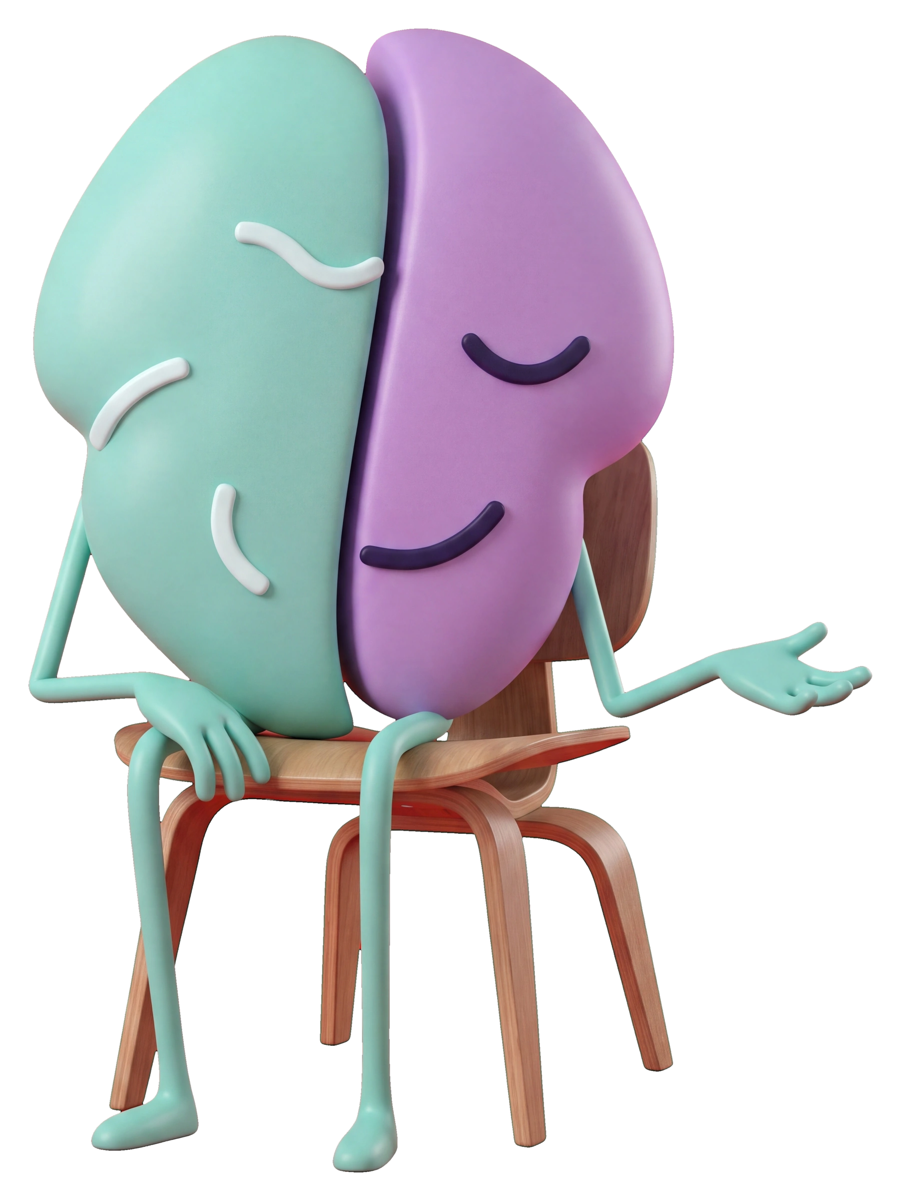 Personaje de DivergentBrain sentado en actitud de escucha